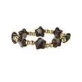 Bracciale minimalista con perline di rame dorato e stelle in ceramica effetto marmo - Perline Oro + Oltremare