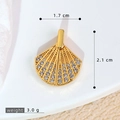 Gold plated fan shaped pendant with micro-paved zircons measuring 1.7 by 2.1 cm - SMP54285-Gold Fan Shaped Fully Paved Pendant