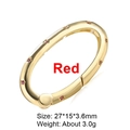 Oval gold screw carabiner charm with red star-set gemstone for jewelry making - Style 49 (Gold with Red Zircon Clasp 27x15mm)