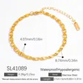 Golden 18k plated stainless steel chain bracelet with 4.07mm width and adjustable clasp - 18k Gold / Rectangular Link Style (SL41089)