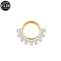 Anello piercing in titanio dorato ASTM F136 con pietre di zircone rettangolari - Stile a Forma di Ventaglio Oro (G1208305)