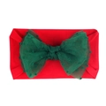 Fascia natalizia per neonati in nylon rosso con fiocco in rete verde a pois a doppio strato - Verde Scuro