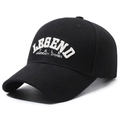 Schwarze Baseballkappe mit weißem Legend-Stickereidruck und klassischem gebogenem Schirm - Verstellbar / Schwarz