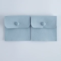 Set of two light blue velvet jewelry pouches with snap buttons in envelope style - 8x8cm / Light Blue