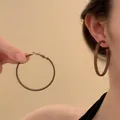 Retro matte dark brown leather leopard print hoop earrings for a minimalist vintage look - 36# Silver Earring Post - Brown - Leather Round