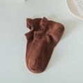 Men's mesh low cut cotton socks in brown color with breathable knit texture - One Size / Rust red