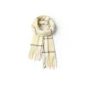 Classic cream and beige plaid scarf with thick tassels and soft cashmere-like texture - Fresh Yellow White Plaid