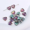 Iridescent heart-shaped glass beads with colorful shell finish for DIY jewelry crafting - Heart-8mm-Purple
