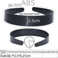 Classic black ABS plastic headband with non-slip inner teeth for secure hair styling - 2.5CM Toothed Black Plain