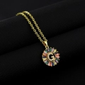 Gold letter G necklace with colorful cubic zirconia border and sparkling crystals - Gold Plated Rainbow Zirconia Letter G