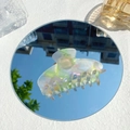 Pinza de pelo de acetato iridiscente efecto sirena que refleja el cielo azul - 10.5cm / Verde Amarillo Iridiscente