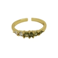 18K gold plated adjustable ring with olive green square stones and clear drop zircon - Adjustable Open / August