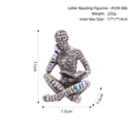 Abstract reading figurine with vintage newspaper pattern, 11cm height resin desktop decor - Letter Reading Ornament HC2209