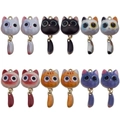 Set of 12 cartoon cat alloy pendants in 6 assorted colors with movable wagging tails - 12Pcs Enamel Printed Cats With Tail Mixed