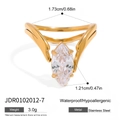 18k gold plated stainless steel ring with marquise cut zircon waterproof and hypoallergenic - US 7 / Gold Marquise Style (JDR0102012)
