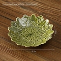Ceramic green butterfly tea plate with embossed pattern 13cm diameter fruit snack tray - Butterfly Relief-Fresh Green