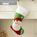 White and green knitted Christmas stocking with 3D Santa Claus and snowflake patterns - Large 3D Santa Style (White/Green) / 28*45cm