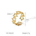 Detailed view of adjustable 18K gold-plated stainless steel hollow star ring for women - Gold Hollow Star Style (HC-R30123)