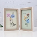 Folding double wooden photo frame in white and natural wood finish for 4x6 pictures - 2-Fold White Wood