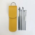 Custodia in pelle gialla set da 6 pezzi per la rimozione del cerume in acciaio inossidabile - Custodia in pelle gialla / Set da 6 pezzi