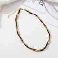 Collana a doppio strato con perle di onice nera, perline dorate e chiusura regolabile - Agata Nera Ematite E Rame / Collana di agata nera