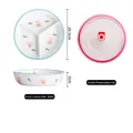 Bol bento 8 pouces en céramique à compartiments avec motif lapin et couvercle - Bol 3 compartiments 8 pouces - Lapin avec couvercle