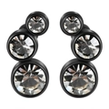 Clous d'oreilles 16G en acier noir avec trois cristaux dégradés sertis clos - 16G-6mm-Oreille Gauche / Base Noire - Zircon Clair