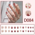 Unghie finte stile delicato con rose, cuori e fiocchi nel set modello D084 - D084 (Tipo Colla)