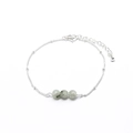 Silver-plated chain bracelet with three natural grey marbled stones and lobster clasp - Labradorite