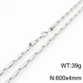 Chaîne de cou en acier inoxydable argenté, dimensions 600x4mm et poids de 39g - Chaîne à Maillons Argentée (KN293361-ZJZL)