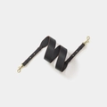 Adjustable black leather shoulder strap with gold-tone hardware for handbags - Grey With Gold Buckle