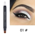 Dual-ended eyeshadow stick 01 pearl white with brush for brightening eye makeup look - 01 Silver White