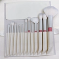 10-teiliges Make-up Pinselset mit rosa Griffen und beiger PU-Aufbewahrungstasche - Oranges 12-teiliges Make-up-Pinsel-Set + Pinselbeutel