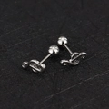 Polished stainless steel treble clef cartilage studs with secure screw ball back closure - Music Note / Steel