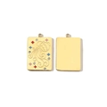Detailed front and back view of a rectangular 14K gold plated Aries constellation pendant - Aquarius