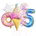 Ice cream and donut themed foil balloon set with colorful confetti latex balloons for birthday - Ice Cream Style 5 (Number 5)