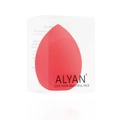 Single red teardrop beauty blender sponge in a transparent branded plastic gift box - Red