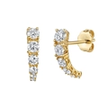 S925 silver geometric gold stud earrings featuring five gradient-sized zircon stones - Curved 5-Stone
