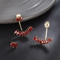 Golden earrings with red marquise gemstone studs in a 14K gold plated finish - Red Marquise (140)