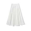 Elegante gonna lunga bianca con patchwork di pizzo, taglio a trapezio e texture sottile - S / Gonna / Bianco