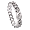 Vintage Punk Armband aus Titanstahl mit geflochtener Kette und Blattmuster-Verschluss - Retro Distressed Geflochtenes Muster Stil (KB165136-KJX)