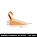 Beechwood wedge door stopper with brown leather handle loop, 11cm length size variant - Beech Wood / Small (11*3.5*3.5cm)