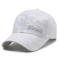 Weiße Camouflage-Baseballkappe mit 3D Classic-Stickerei und atmungsaktivem Gewebe - Verstellbar / Weiß