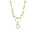 Double-layered gold chain necklace with pearl-inlaid letter D pendant for women - Letter D