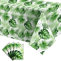 Tropical monstera leaf party tablecloth and matching napkins set on white background - Palm Leaves Tablecloth 130*220cm