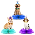 Détails de décoration de fête pour chiens avec bases en nid d'abeille et chapeaux - Style Chien