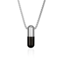 Retro capsule hanger ketting in zilver en zwart titanium staal met een strakke boxketting - Kettinglengte 60cm / Tweekleurig Zwart