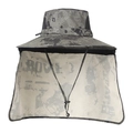 Camouflage wide brim sun hat with neck protection and breathable mesh for outdoors - Army Green Ink Wash
