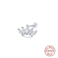 Elegant S925 sterling silver crown stud earring with five marquise-cut marquise zircons - Single Piece Silver - White Zirconia