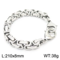 Men's silver Byzantine link bracelet in stainless steel with large lobster clasp - All Silver Polished Double Clasp Style (KB162553-Z)